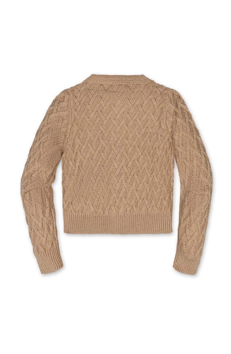 Hope & Henry Kids' Organic Long Sleeve Herringbone Cardigan Sweater, Alternate, color, Camel Heather