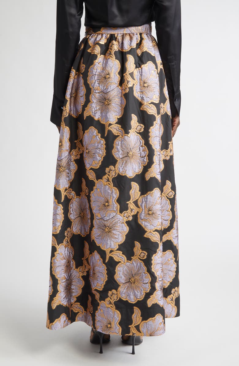 ST. JOHN Bethany Poppy Floral Jacquard Maxi Skirt, Alternate, color, Black/ Hydrangea Multi
