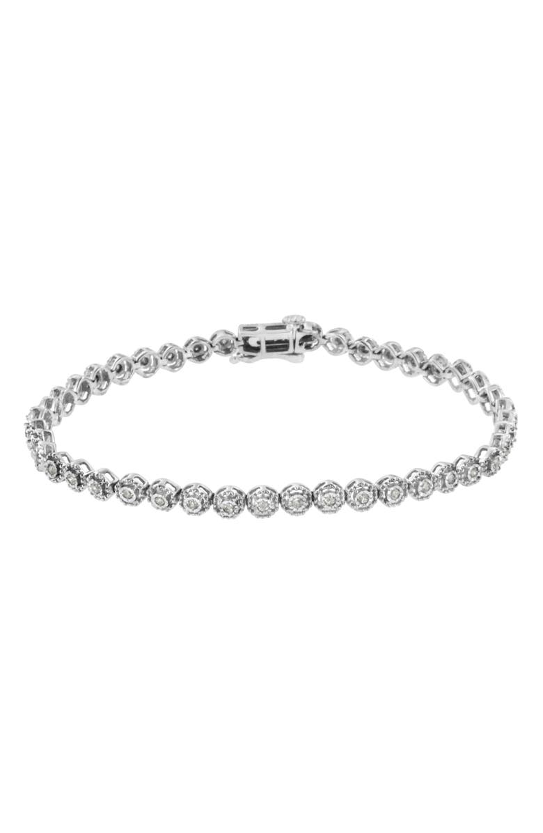 Haus of Brilliance Silver 1/2 Cttw Diamond Bezel Design Link Bracelet, Alternate, color, White
