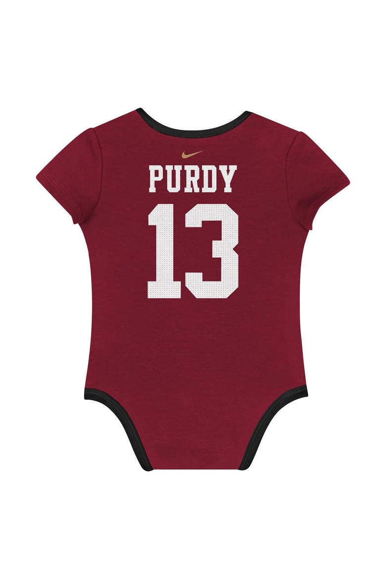 Newborn & Infant Nike Brock Purdy San Francisco 49ers Name & Number 3-Pack Bodysuit Set, Alternate, color, Scarlet