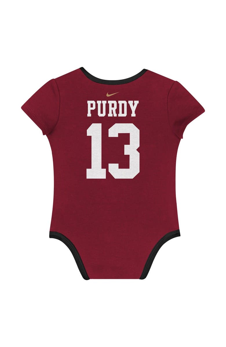 Nike Newborn & Infant Nike Brock Purdy San Francisco 49ers Name & Number 3-Pack Bodysuit Set, Alternate, color, Scarlet