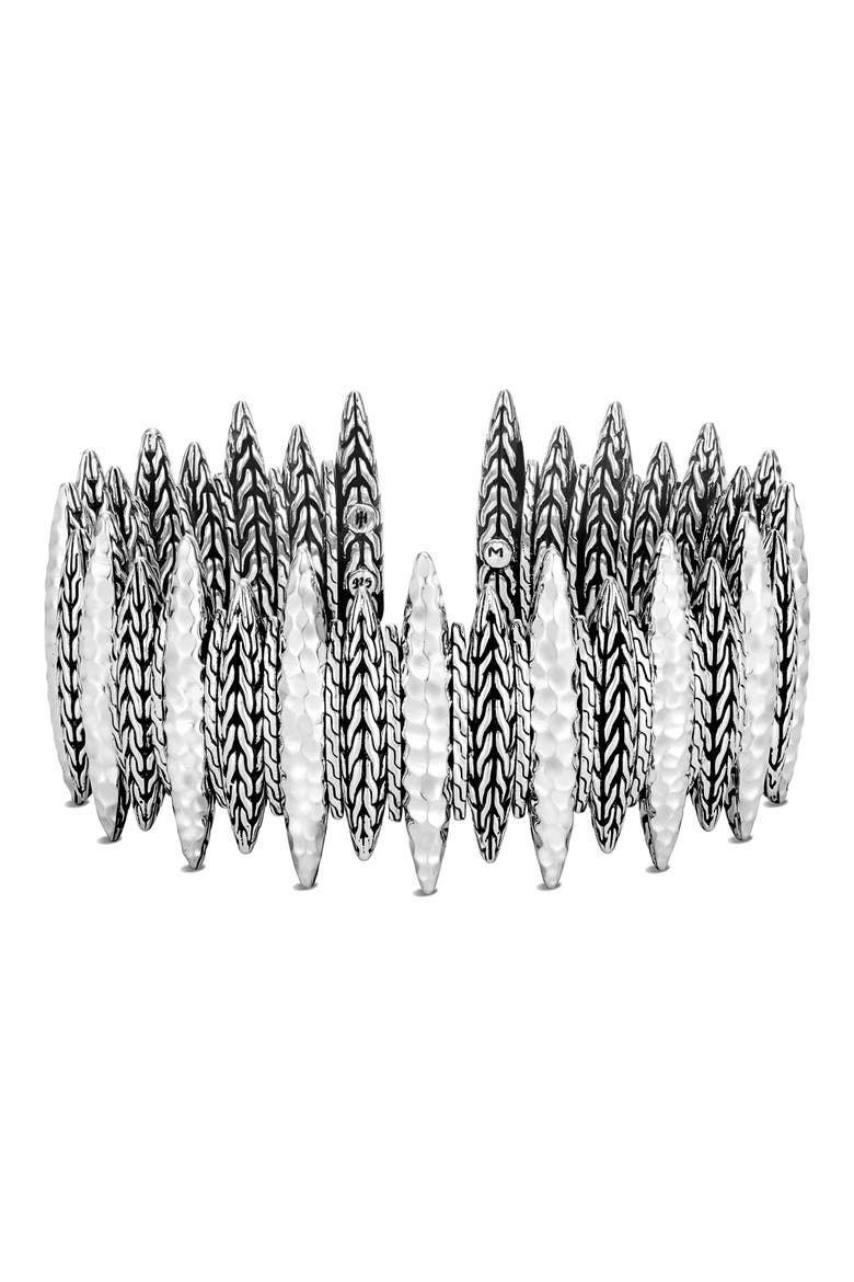 Classic Chain Hammered Spear Large Flex Cuff, Main, color, SILVER