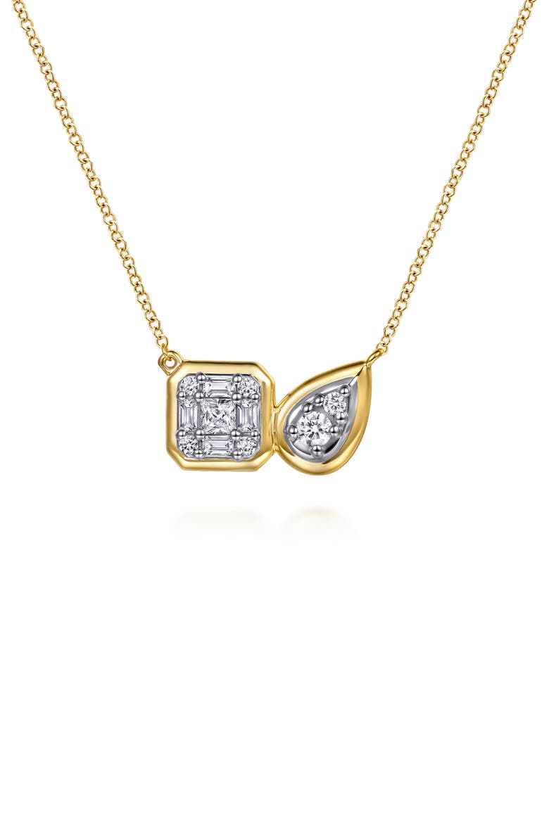 14k Gold Diamond Pendant Necklace, Main, color, 14K YELLOW/ WHITE GOLD
