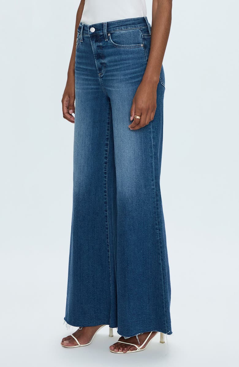 Pistola Izzy Raw Hem Mid Rise Wide Leg Flare Jeans, Alternate, color, Study
