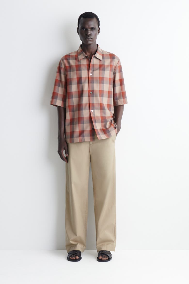 Checked Wool-blend Shirt, Alternate, color, BEIGE / ORANGE / CHECKED