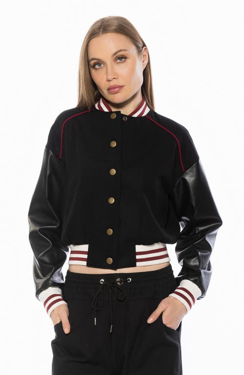 Alexia Admor Ciela Varsity Bomber Jacket In Black