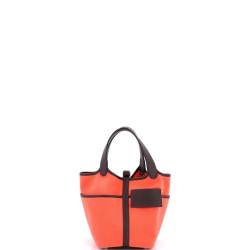 Pre-owned Hermes Hermes Cargo Picotin Lock Bag Canvas And Swift Pm In Orange