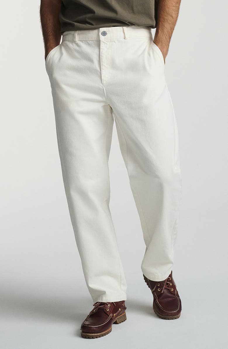 Mavi Jeans Relaxed Fit Flat Front Cotton Twill Chinos, Main, color, Antique White