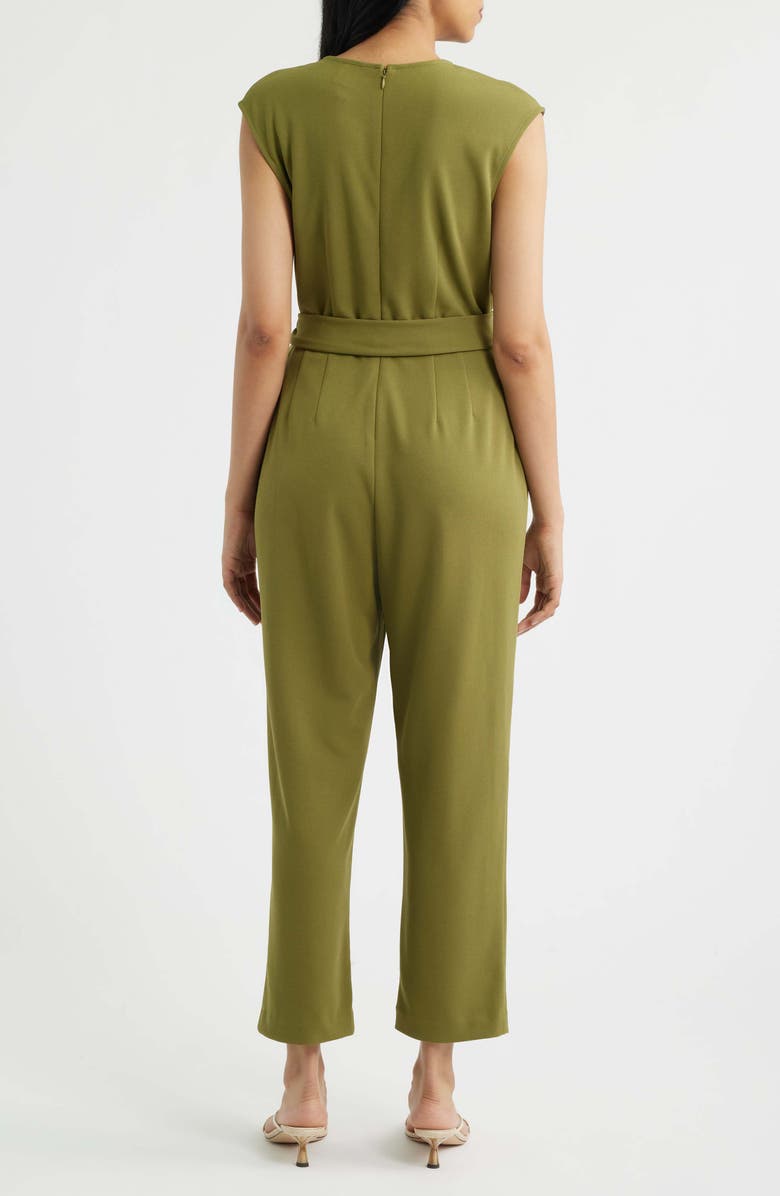 AK ANNE KLEIN V-Neck Jumpsuit, Alternate, color, Bay Leaf