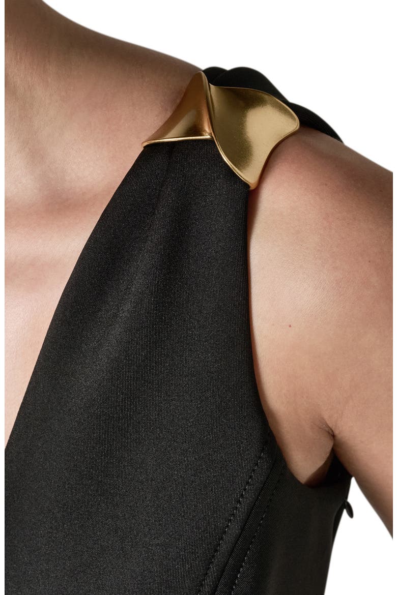 Shoulder Clasp Sheath Dress, Alternate, color, BLACK