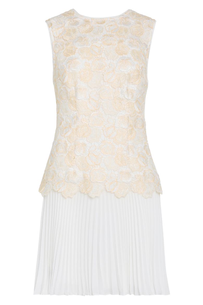 Maggie Embroidered Pleated Sleeveless Minidress, Alternate, color, ECRU