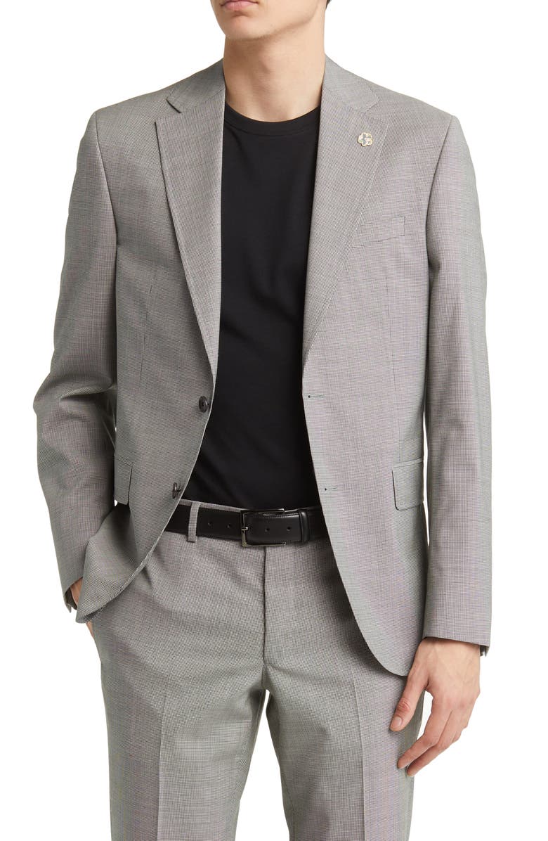 Ted Baker London Roger Extra Slim Fit Mini Houndstooth Wool Suit, Alternate, color,