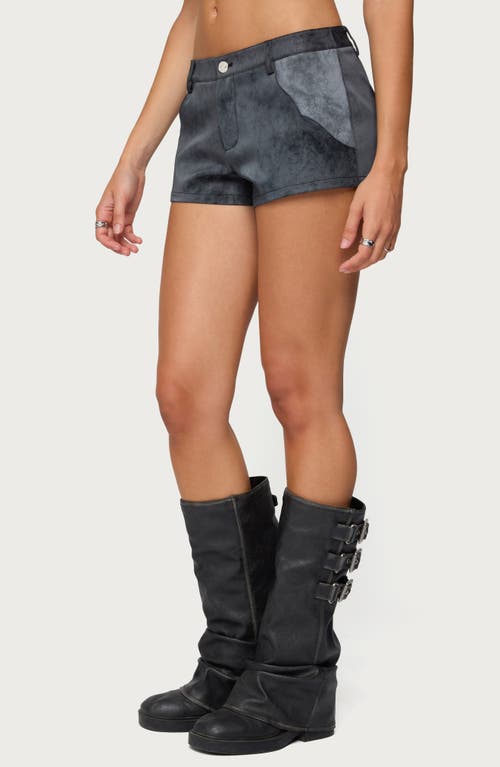 Edikted Rhiley Contrast Faux Suede Shorts In Gray