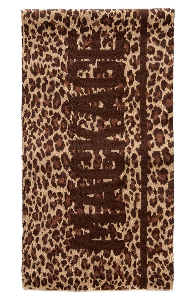 Mackage Juno-A Jacquard Leopard Spot Recycled Merino Wool Blend Scarf, Main, color, Cheetah