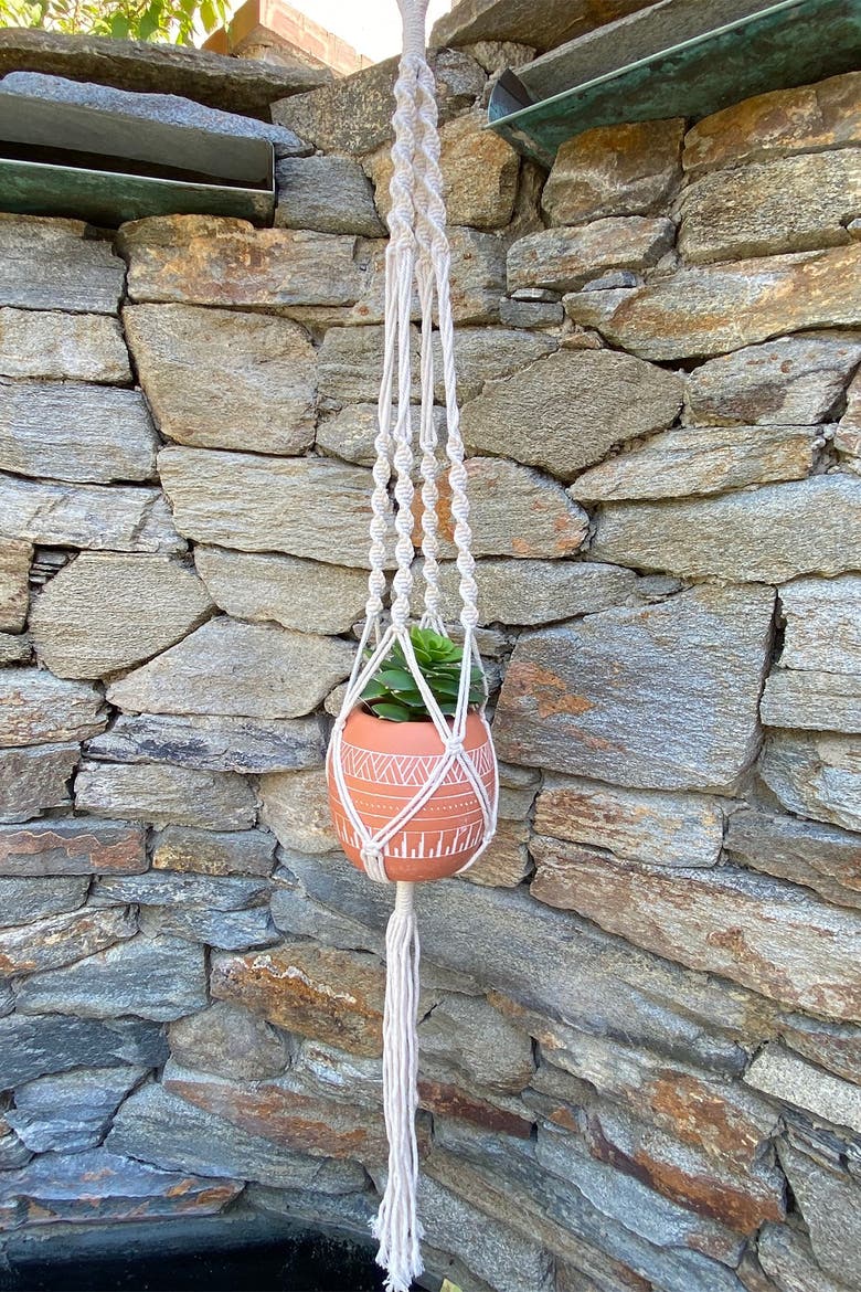 41" H Hanging Macramé Planter Hanger, Alternate, color, WHITE