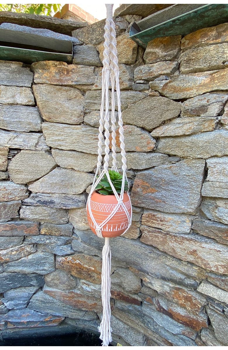 FLORA BUNDA 41" H Hanging Macramé Planter Hanger, Alternate, color, White