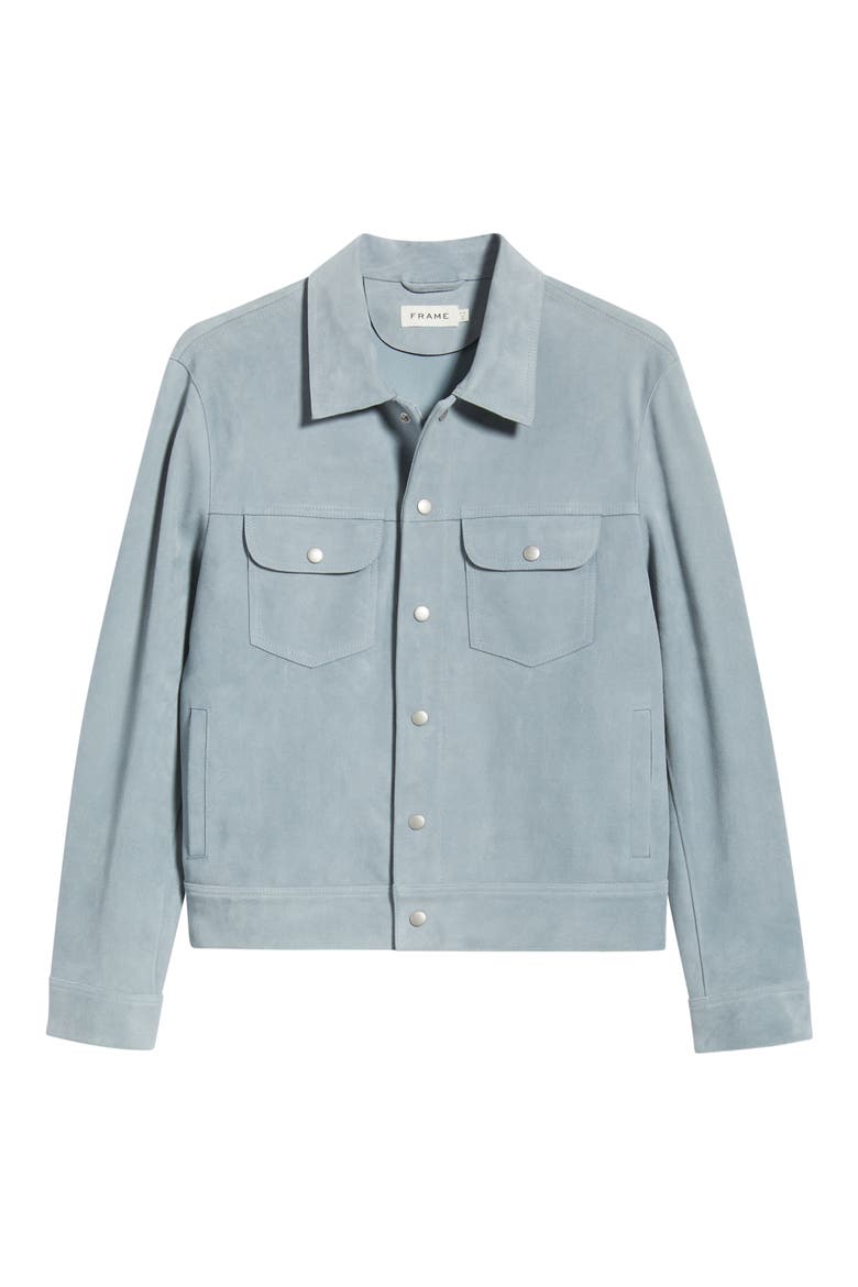 Suede Trucker Jacket, Alternate, color, SMOKY BLUE
