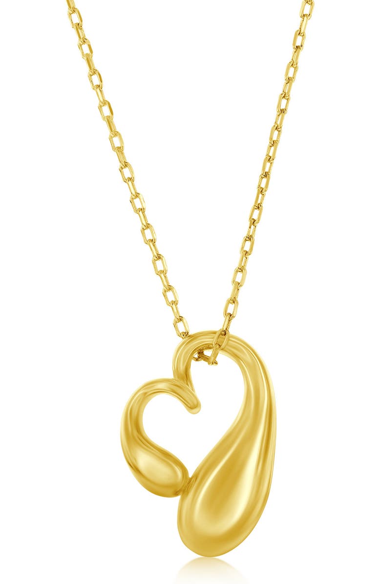 SIMONA Puffed Heart Pendant Necklace, Main, color, Gold