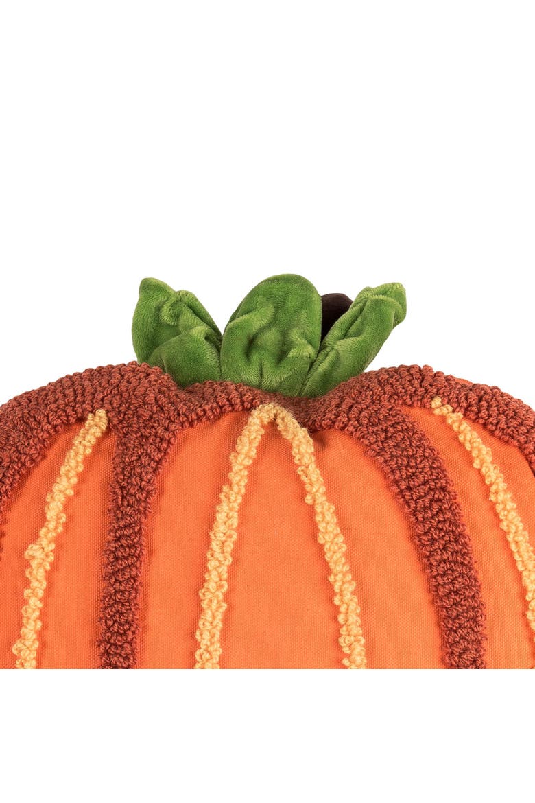 Botanical Pumpkin Shaped Hooked Accent Throw Pillow 18" x 18", Alternate, color, Orange