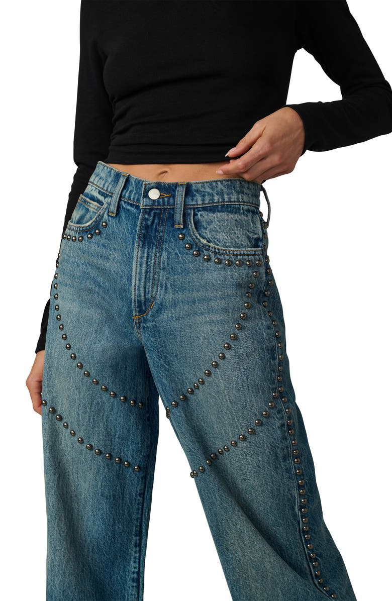 Joe's Jeans The Harlowe Studded High Waist Wide Leg Jeans, Alternate, color, Mellow