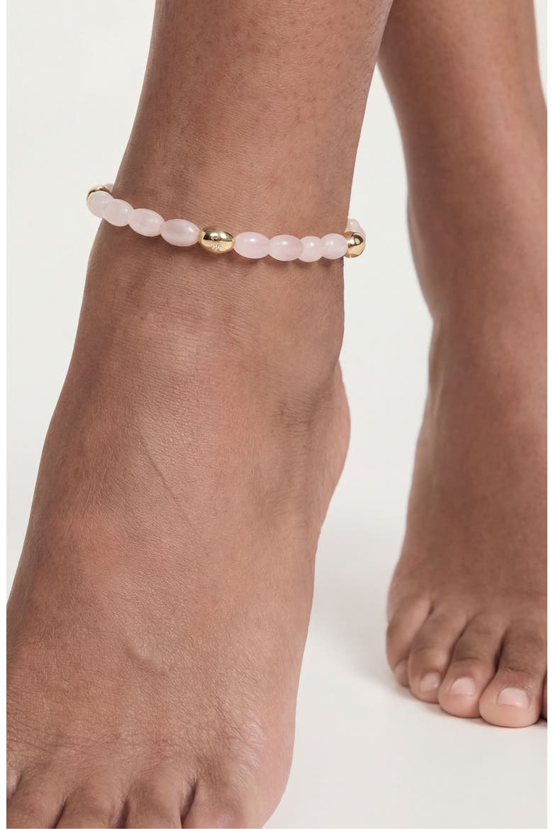 Freshwater Pearl Pebble Anklet, Alternate, color, ROSE QUARTZ
