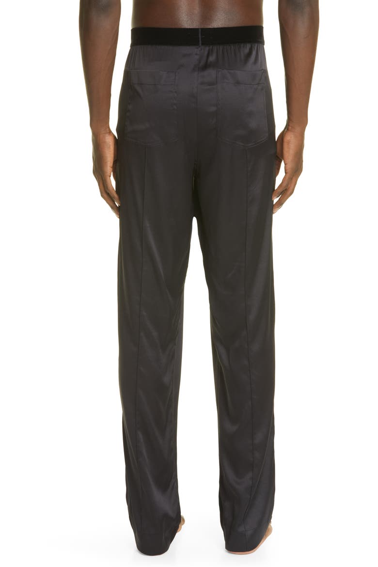 Stretch Silk Pajama Pants, Alternate, color, BLACK