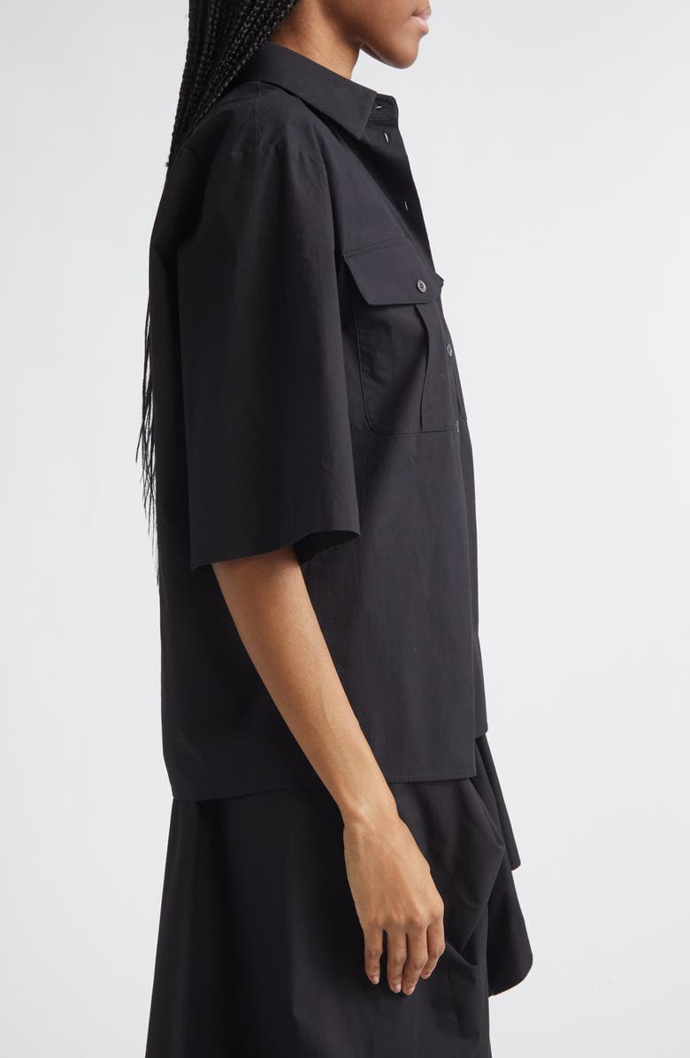 Michael Kors Collection Safari Washed Cotton Poplin Camp Shirt, Alternate, color, Black