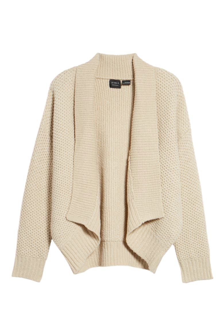 Drape Front Knit Cardigan, Alternate, color, HUSKED TAN MIX