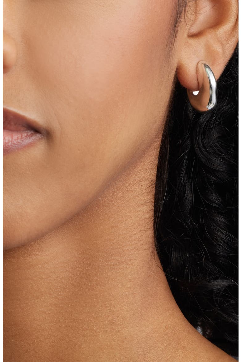 Chubby Molten Hoop Earrings, Alternate, color, SILVER