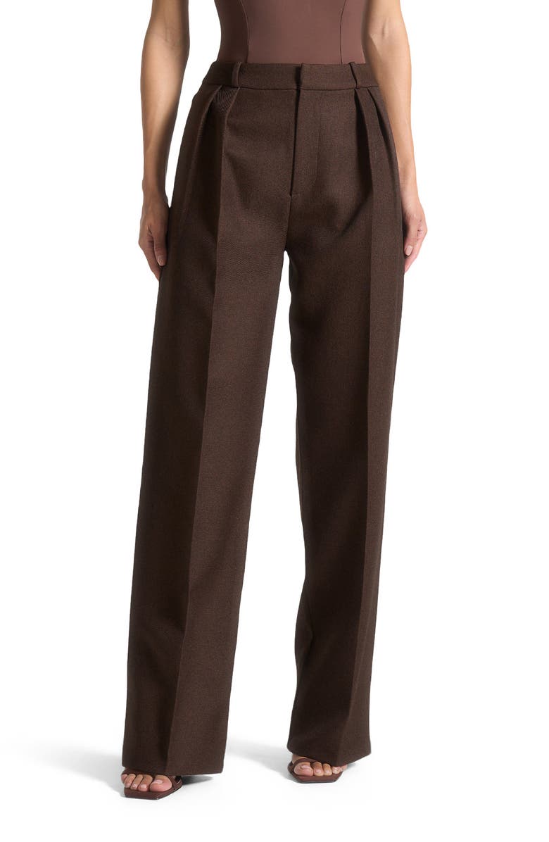 Manière De Voir Julie Tailored Twin Pleat Trousers, Alternate, color, Brown