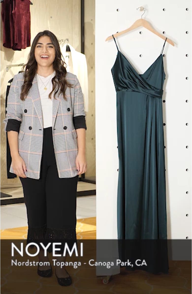 Faux Wrap Satin Gown, sales video thumbnail