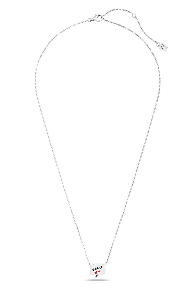 x Peanuts® SMAK! Thought Balloon Pendant Necklace, Alternate, color, PURE PLATINUM / CLEAR STONE