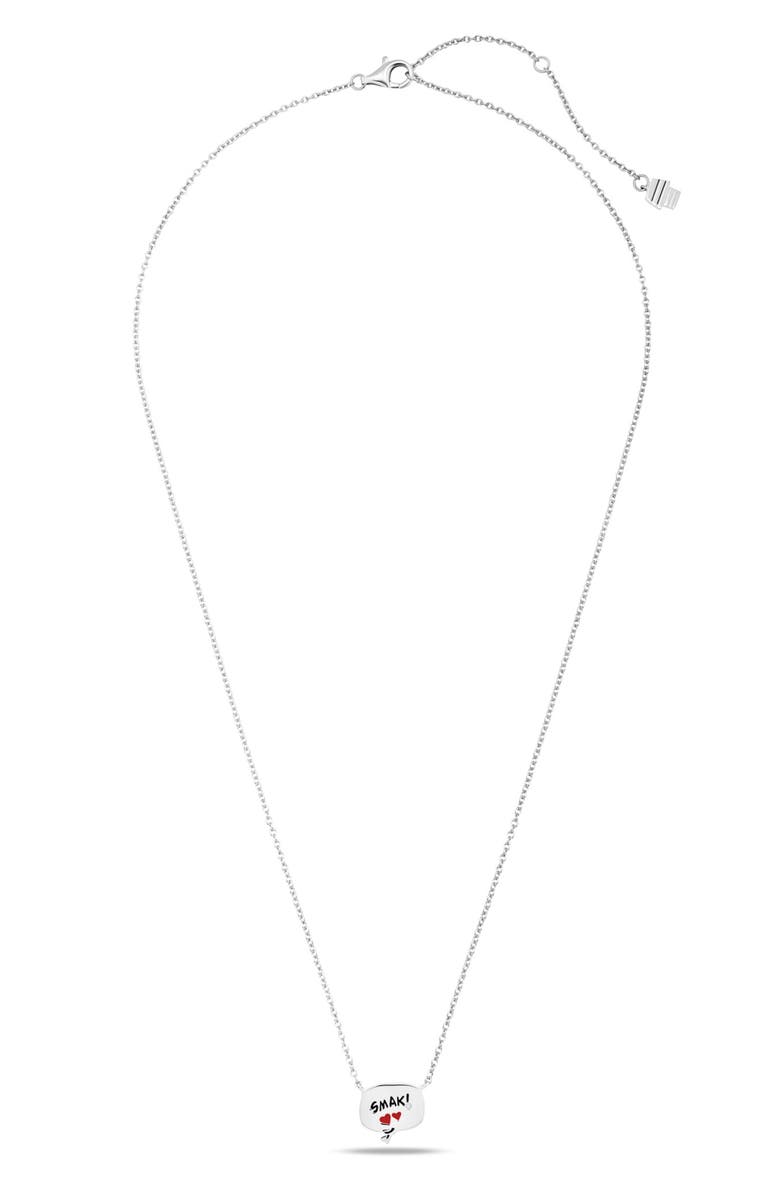 Crislu x Peanuts<sup>®</sup> SMAK! Thought Balloon Pendant Necklace, Alternate, color, Pure Platinum / Clear Stone