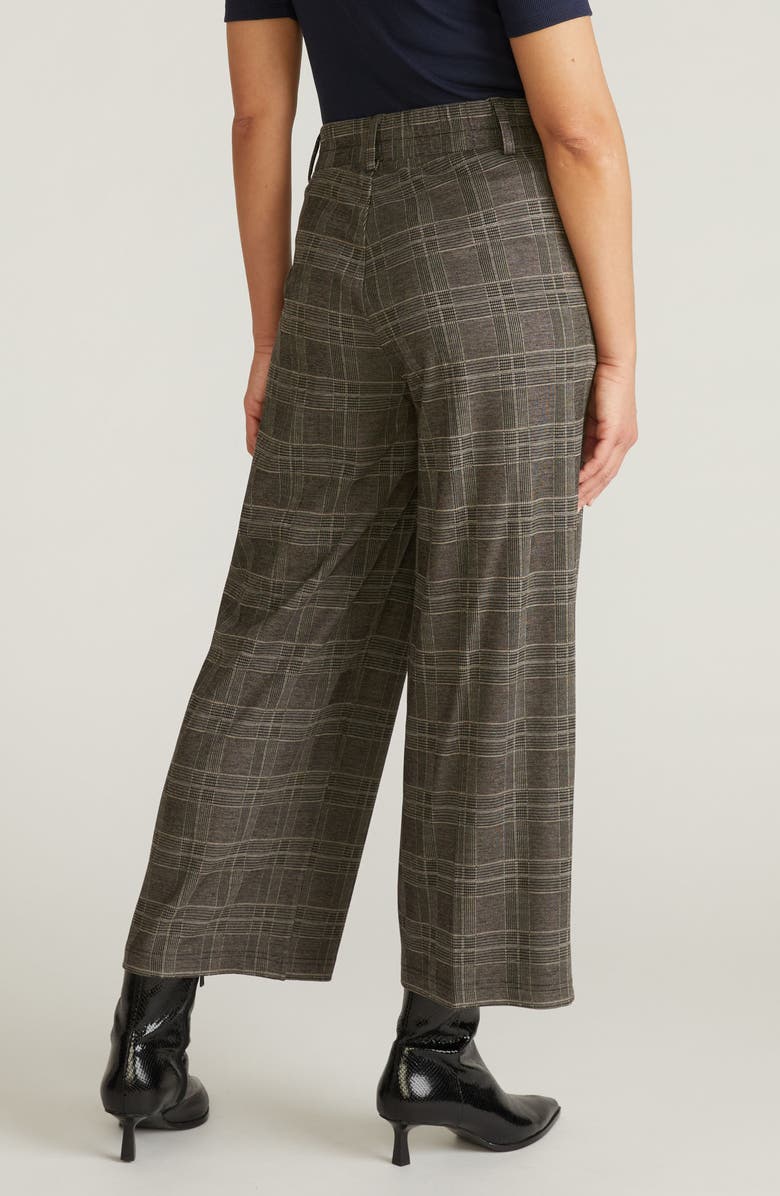 Universal Standard Wide Leg Ponte Crop Pants, Alternate, color, British Beige Plaid