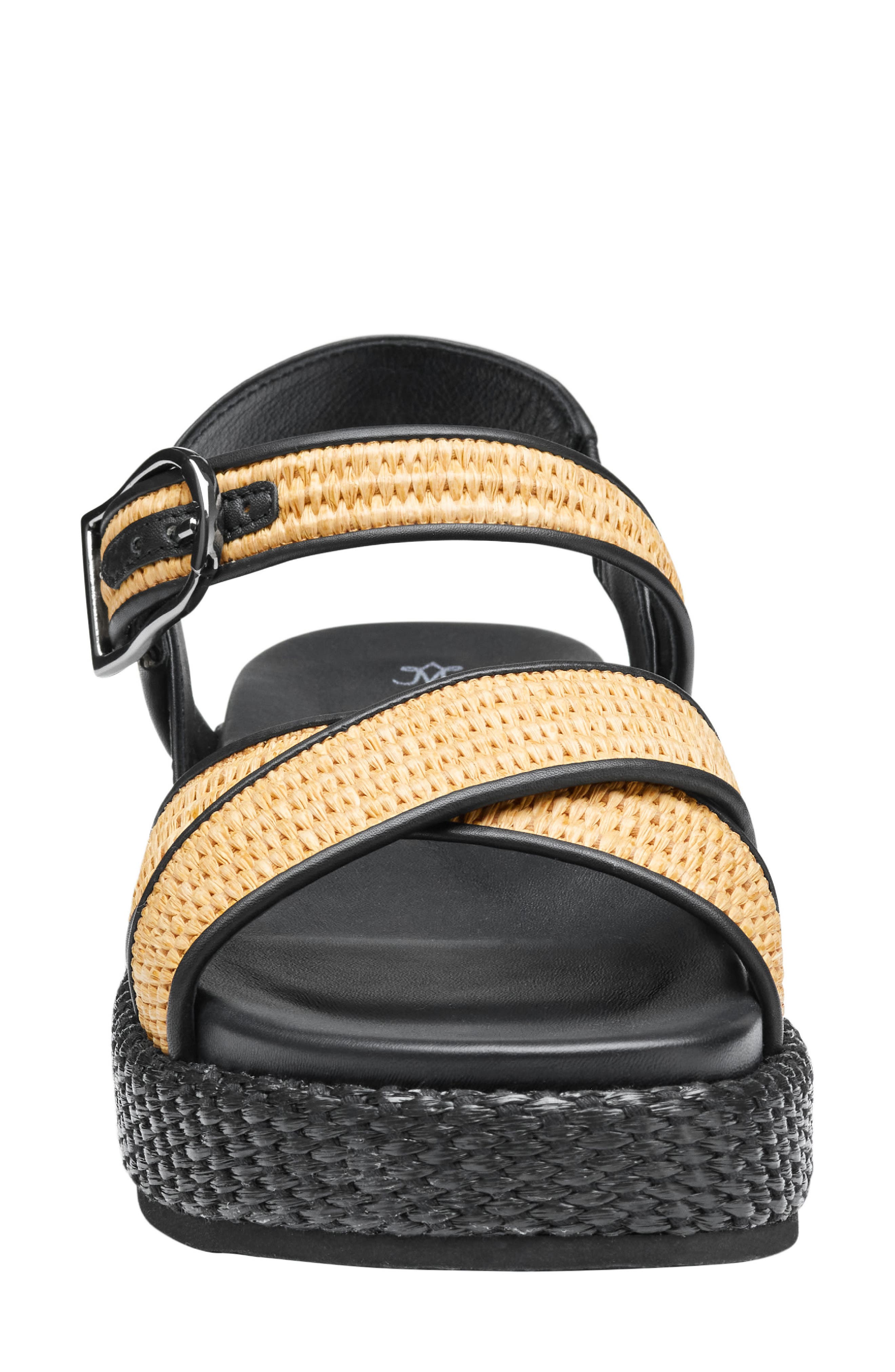 Johnston & Murphy Carli Ankle Strap Platform Sandal, Alternate, color, Black Nappa Leather