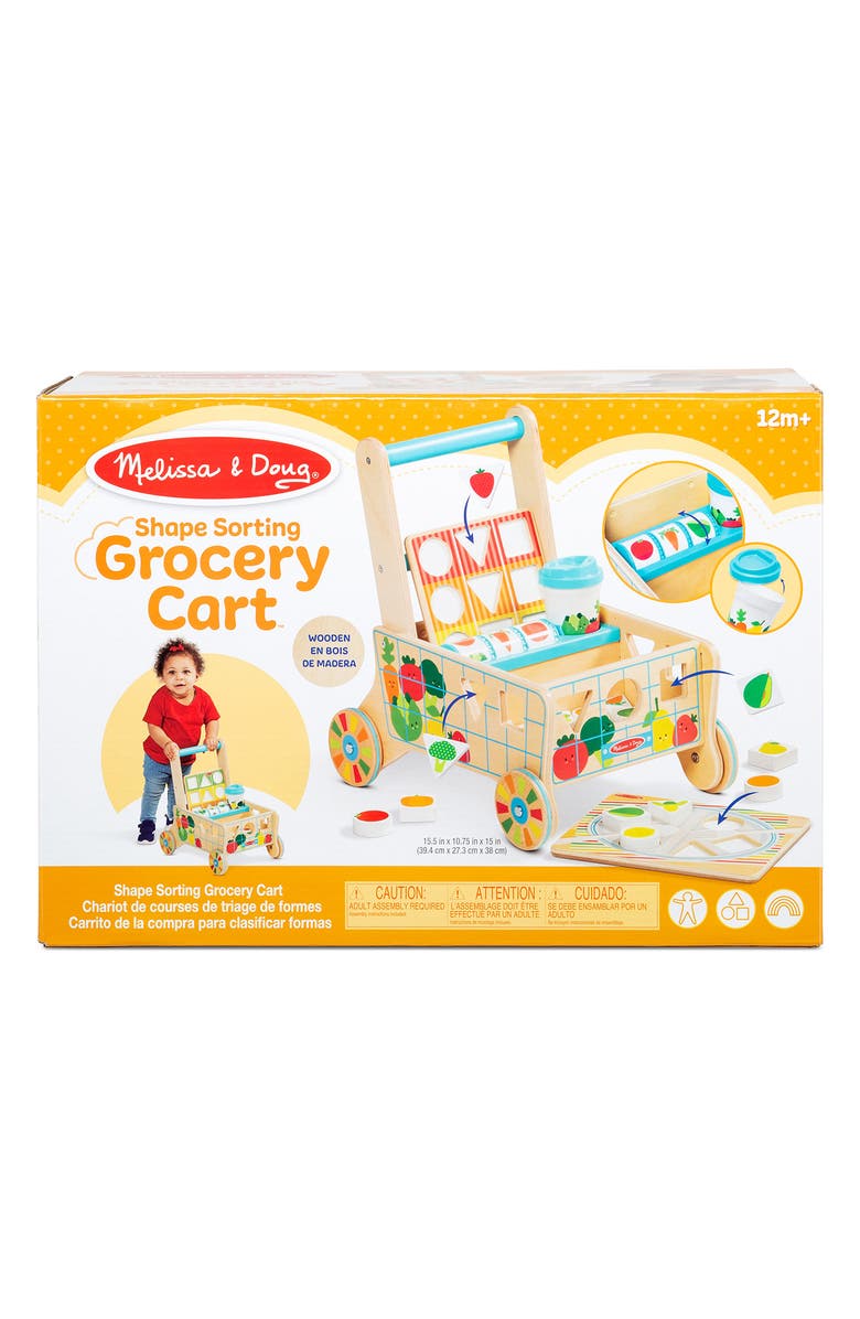 Melissa & Doug Wooden Shape Sorting Grocery Cart Toy, Alternate, color,