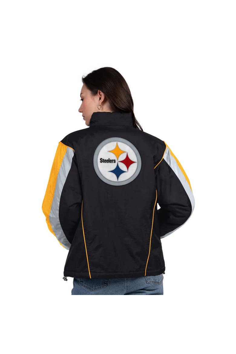 Women's Starter Black/Gold Pittsburgh Steelers Thursday Night Gridiron Half-Zip Jacket, Alternate, color, Black