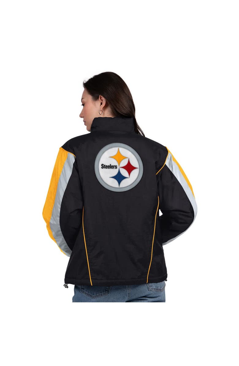 STARTER Women's Starter Black/Gold Pittsburgh Steelers Thursday Night Gridiron Half-Zip Jacket, Alternate, color, Black