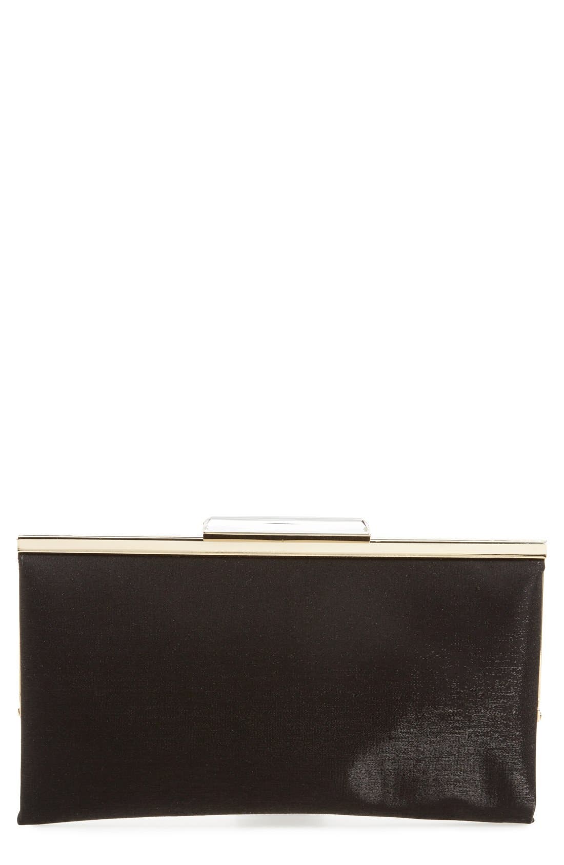 'Shimmer Topper' Clutch, Main, color, BLACK