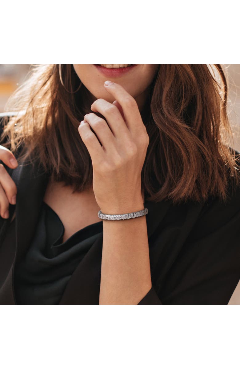 Julianna B. Lab-Created White Sapphire Square Tennis Bracelet, Alternate, color, Sterling Silver