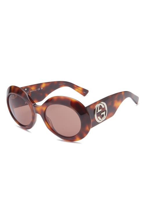 Gucci 54mm Round Sunglasses In Brown