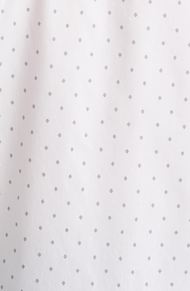 TravisMathew Better Not Diamond Print Short Sleeve Button-Up Shirt, Alternate, color, White