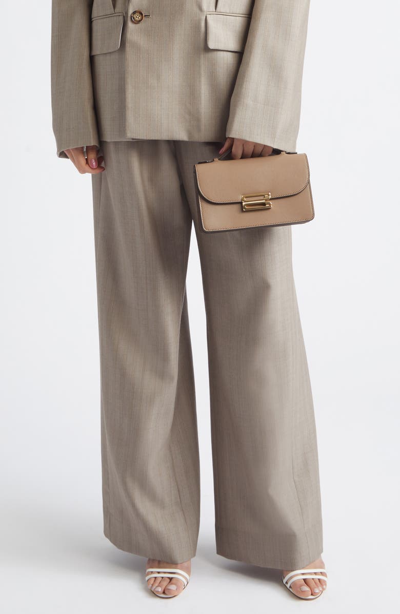 Victoria Beckham Small Dorian Leather Shoulder Bag, Alternate, color, Dove Grey