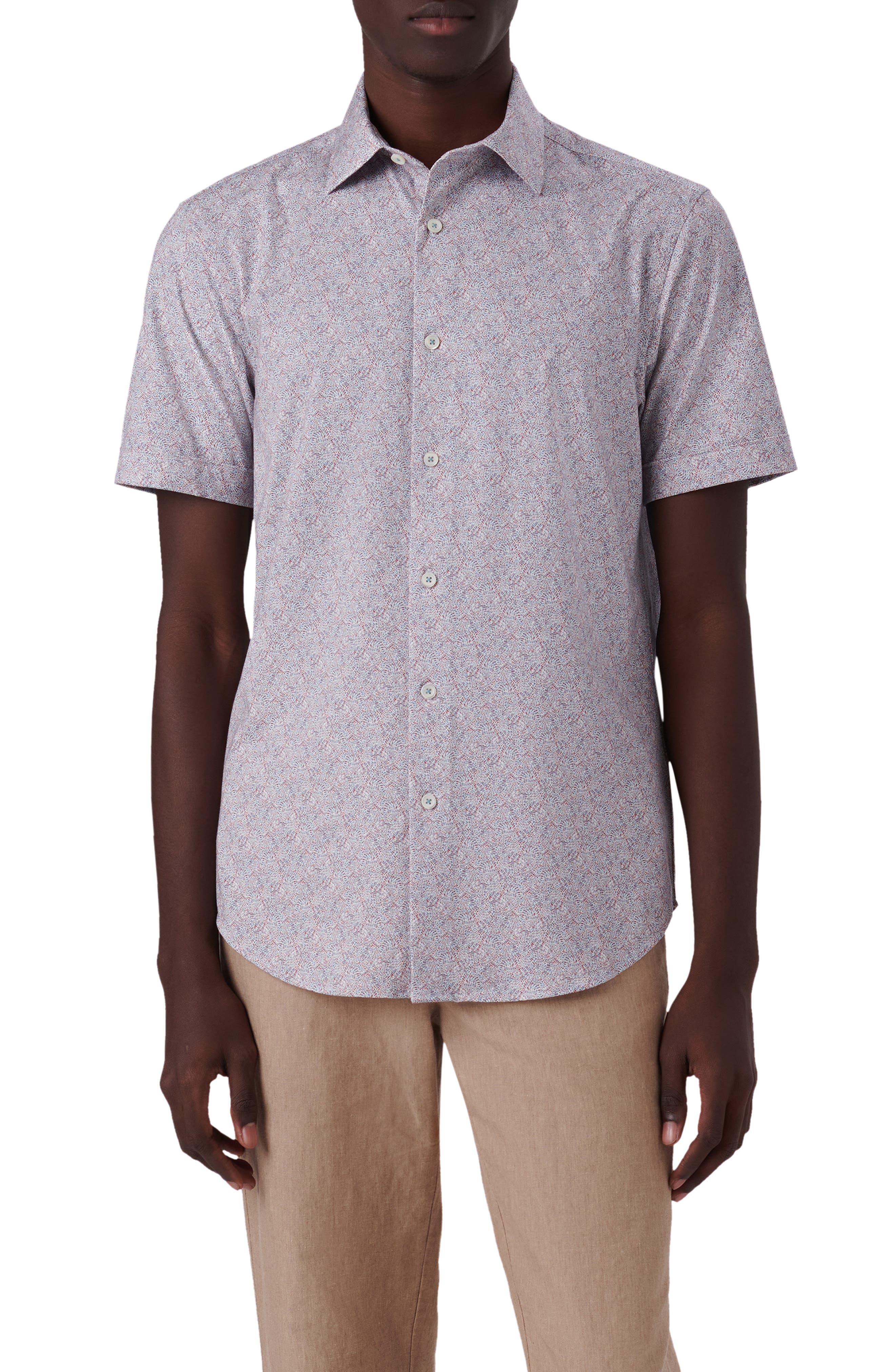 Bugatchi Miles OoohCotton® Floral Short Sleeve Button-Up Shirt