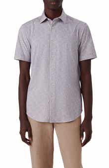 Bugatchi Miles OoohCotton® Floral Short Sleeve Button-Up Shirt