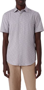 Bugatchi Miles OoohCotton® Floral Short Sleeve Button-Up Shirt