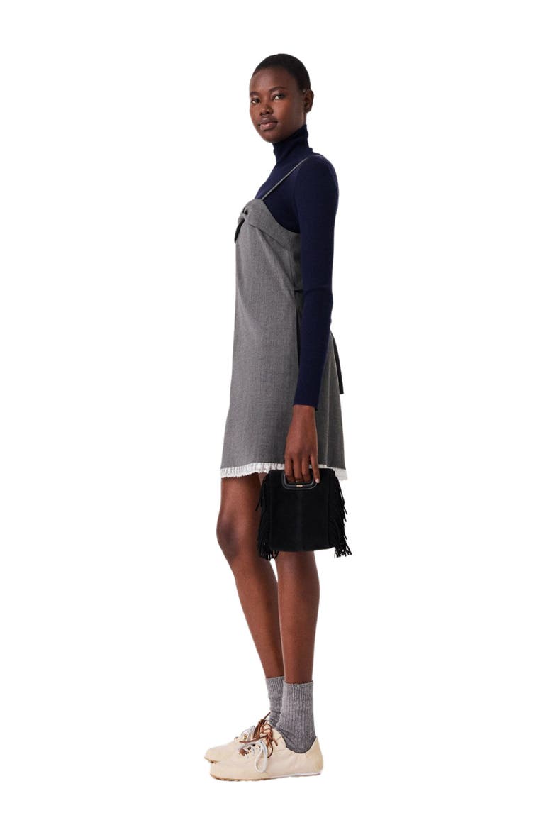 Short tailored dress with lace, Alternate, color, Grey