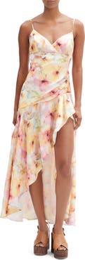 Bardot Sorella Floral High-Low Satin Dress