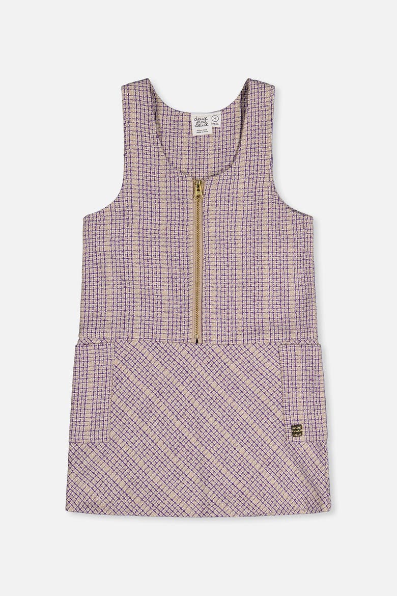 Checkered Panel Zip Front Side Pocket Jumper, Main, color, Purple Checkered