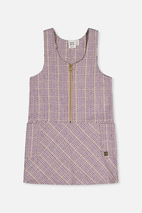 Checkered Panel Zip Front Side Pocket Jumper